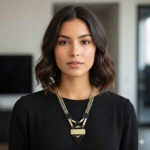 Gold and Black Geometric Necklace